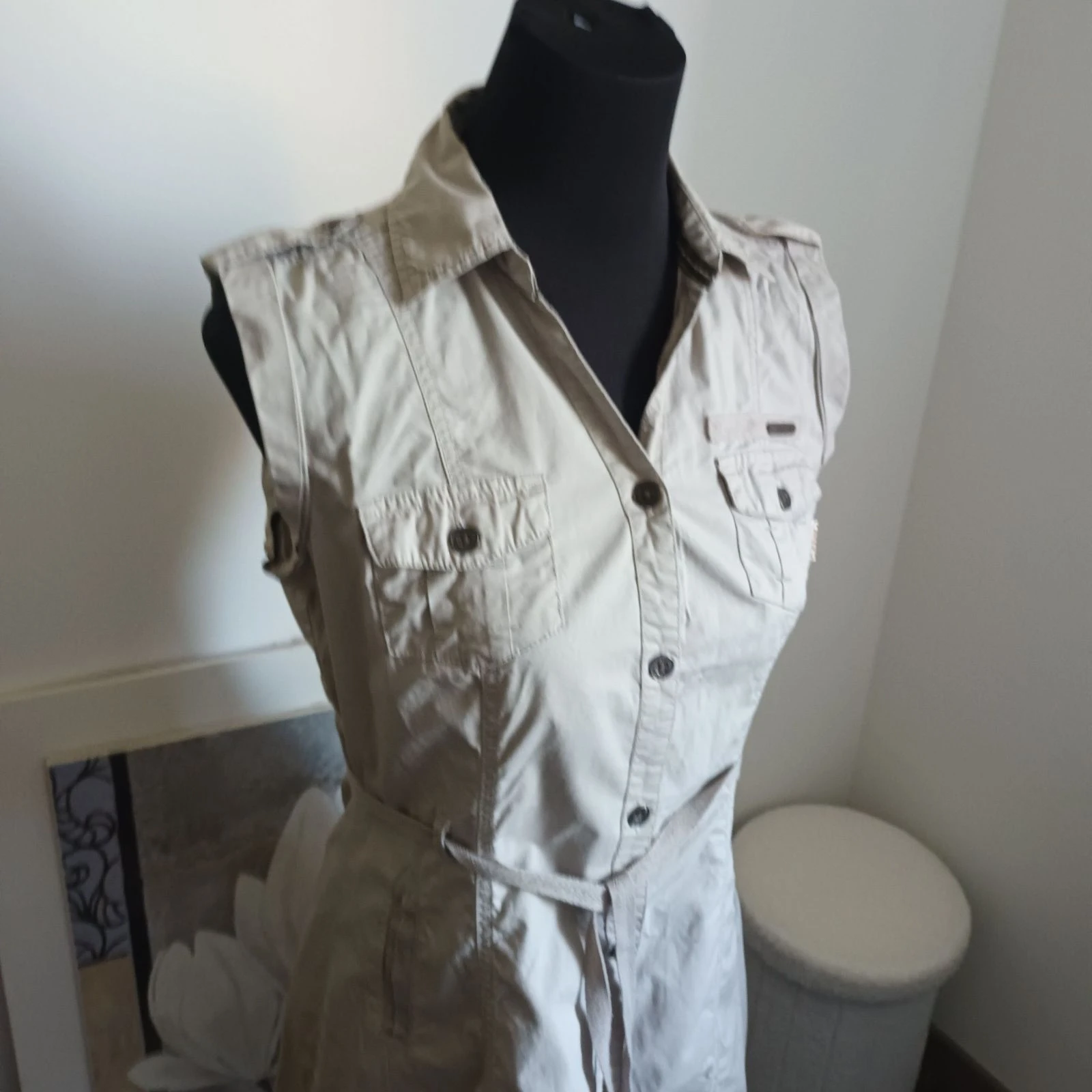Chique Saharische beige nude jurk – Maat 40 – Katoen & Elastaan CREEKS – photo 3